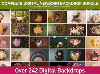 Complete Digital Newborn Backdrop Bundle *ALL OF THEM* + Tutorial Videos!