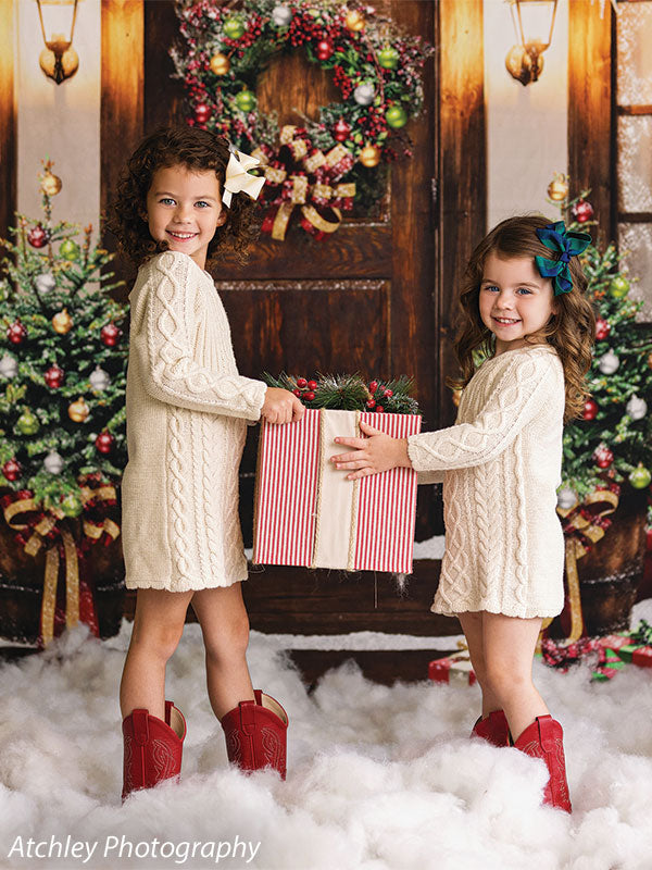 Santa Christmas Cottage Backdrop