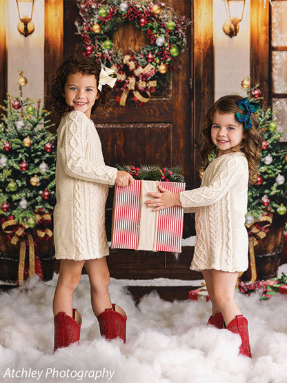 Santa Christmas Cottage Backdrop