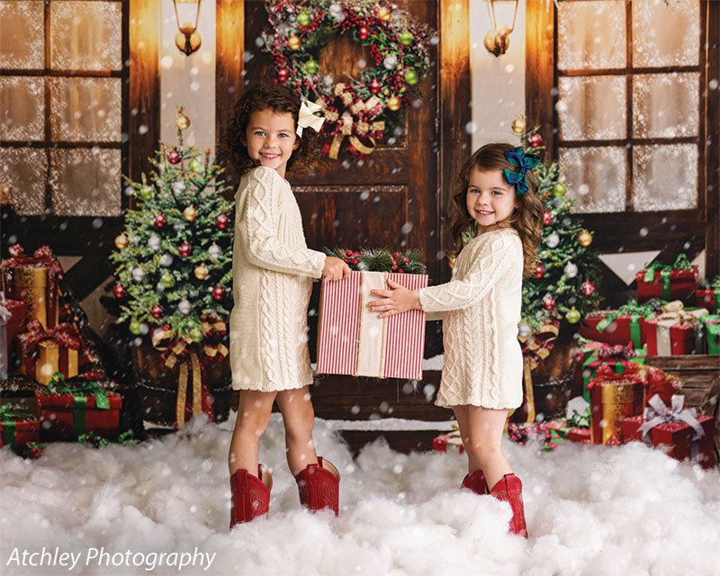 Santa Christmas Cottage Backdrop