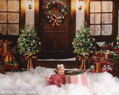 Santa Christmas Cottage Backdrop