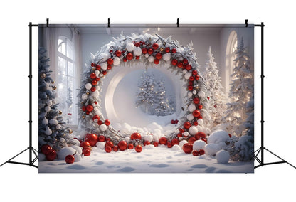 Christmas Balls Wreath Photography Backdrop