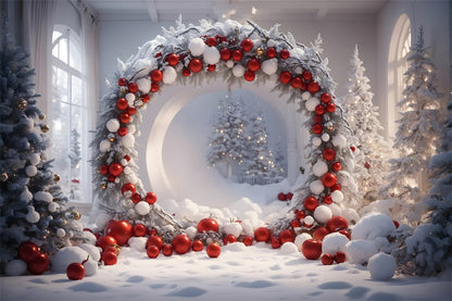 Christmas Balls Wreath Photography Backdrop